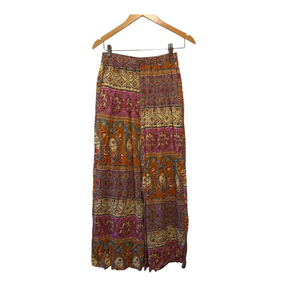 UMGEE Pants ‎ Patchwork Wide Legs Ruffle Hem Boho Festival Hippie SMALL